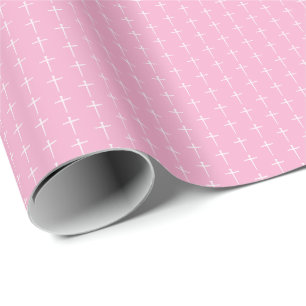Papier Cadeau Les Trois clous, Croix rose et blanche chrétienne