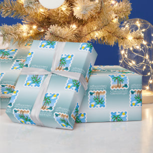 Papier Cadeau Les vacances de palmier allument Noël de plage