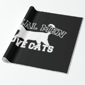 Papier Cadeau Les vrais hommes aiment les chats Silhouette blanc (Déroulé)