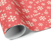 Papier Cadeau Let It Snow Holiday Wrapping Paper - Red (Coin rond)