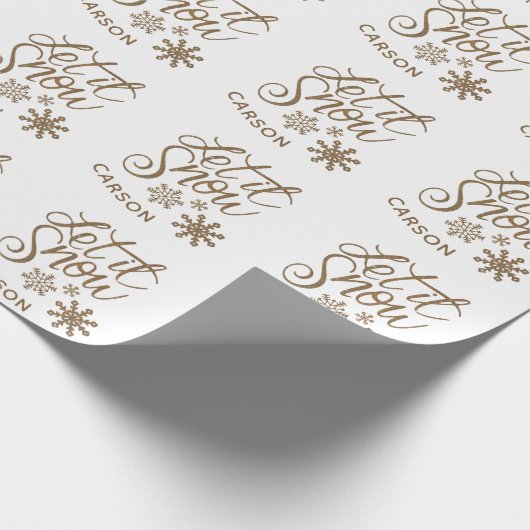 Papier Cadeau "Let it Snow" Noël Gold NOM DE Parties scintillant (Coin)