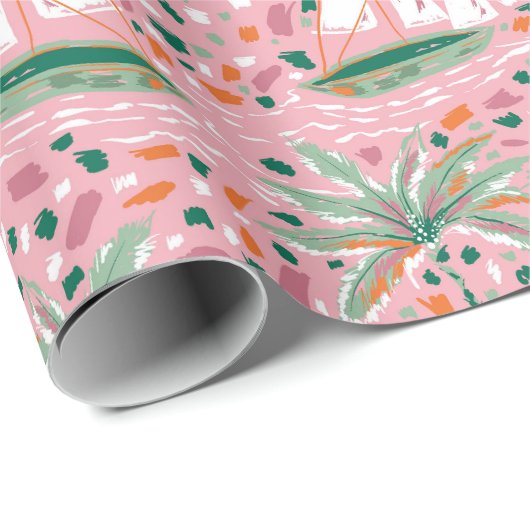 Papier Cadeau L'été en voilier Palm Trees (Coin rond)