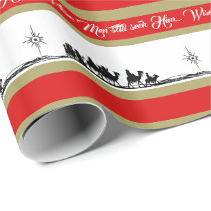 Papier Cadeau L'étoile Bethlehem de 3 Wisemen le cherchent