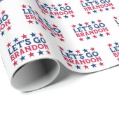 Papier Cadeau Let's Go Brandon Red White Blue America Stars (Coin rond)