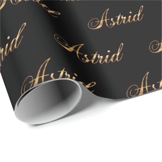 Papier cadeau lettrage design or Astrid (Coin rond)
