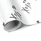 Papier Cadeau Lettrage XOXO simple en Motif noir (Coin rond)