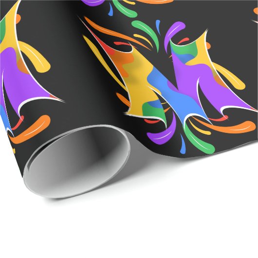 Papier Cadeau Lettre arc-en-ciel M Monogramme Abstrait (Coin rond)