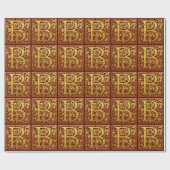 Papier Cadeau Lettre B Première Lettre Faux Or Rouge (Plat)