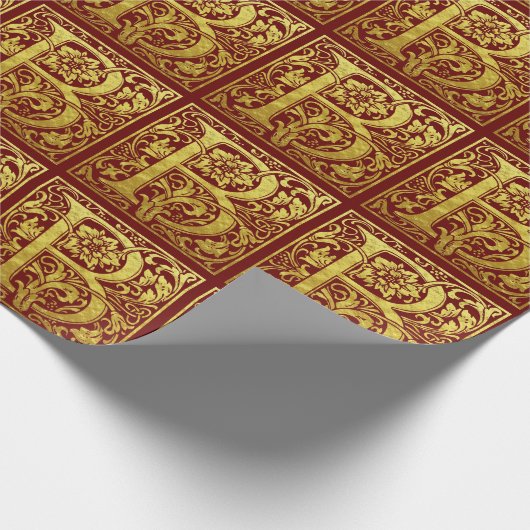 Papier Cadeau Lettre B Première Lettre Faux Or Rouge (Coin)