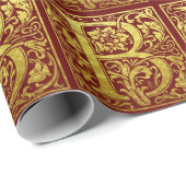 Papier Cadeau Lettre B Première Lettre Faux Or Rouge (Coin rond)