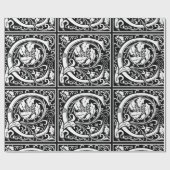 Papier Cadeau Lettre C Monogramme médiéval Art Nouveau (Plat)