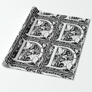 Papier Cadeau Lettre D Monogramme Art Nouveau Médiéval