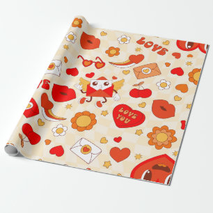 Papier Cadeau Lettre d'amour des valentines de pop art super des