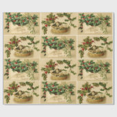 PAPIER CADEAU LETTRE DE NOËL, HOLLYBERRIES, POITRINE AVEC CUISIN (Plat)