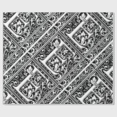 Papier Cadeau Lettre E Monogramme médiéval Art Nouveau (Plat)