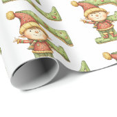 Papier Cadeau Lettre elfe joyeuse E Noël (Coin rond)