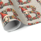 Papier Cadeau LETTRE Festive D'Elfe De Noël B (Coin rond)