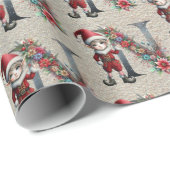 Papier Cadeau LETTRE Festive D'Elfe De Noël Mignonne N (Coin rond)