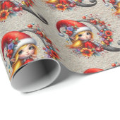 Papier Cadeau LETTRE Festive D'Elfes De Noël Q (Coin rond)