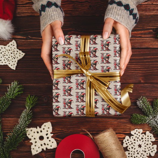 Papier Cadeau LETTRE Festive Joyeuse elfe de Noël K