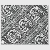 Papier Cadeau Lettre G Monogramme médiéval Art Nouveau (Plat)