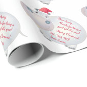 Papier Cadeau LETTRE Hippo Hippopotame de Noël Père Noël (Coin rond)