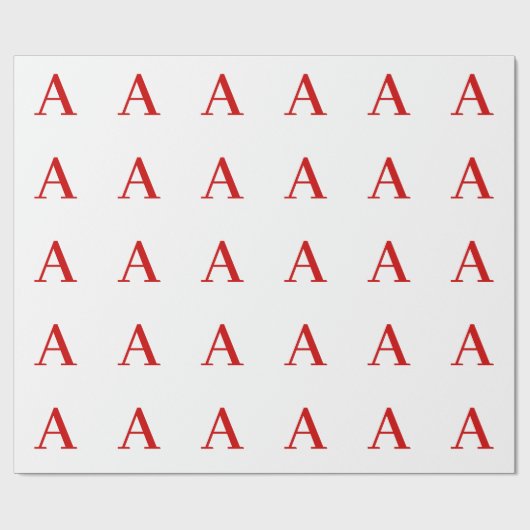 Papier Cadeau Lettre initiale de monogramme rouge blanc moderne  (Plat)