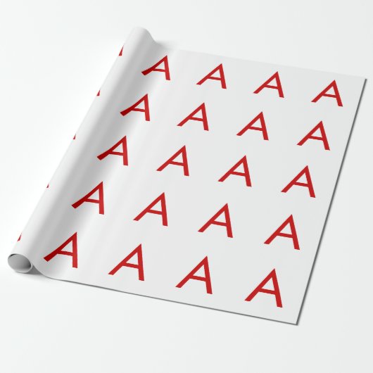 Papier Cadeau Lettre initiale de monogramme rouge blanc moderne (Déroulé)