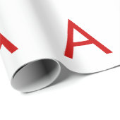 Papier Cadeau Lettre initiale de monogramme rouge blanc moderne (Coin rond)