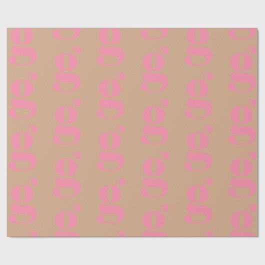 Papier Cadeau Lettre initiale monogramme rose (Plat)