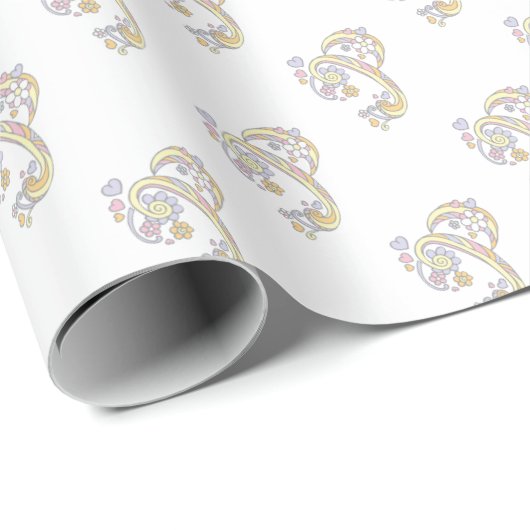 Papier Cadeau Lettre initiale P monogramme enveloppement personn (Coin rond)