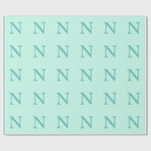Papier Cadeau Lettre initiale sarcelle claire tendance bleu past (Plat)