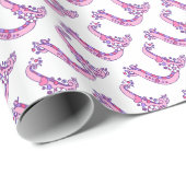 Papier Cadeau Lettre initiale U monogramme rose enveloppement pe (Coin rond)