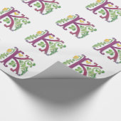 Papier Cadeau Lettre K Monogramme Fleur de lis (Coin)
