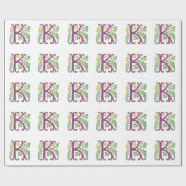 Papier Cadeau Lettre K Monogramme Fleur de lis (Plat)