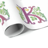 Papier Cadeau Lettre K Monogramme Fleur de lis (Coin rond)
