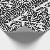 Papier Cadeau Lettre K Monogramme médiéval Art Nouveau (Coin)