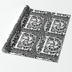 Papier Cadeau Lettre L Monogramme Art Nouveau Médiéval