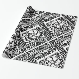 Papier Cadeau Lettre L Monogramme Art Nouveau Médiéval