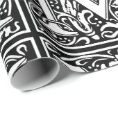 Papier Cadeau Lettre M Monogramme médiéval Art Nouveau (Coin rond)