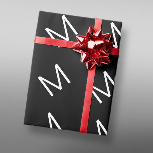 Papier Cadeau Lettre minimaliste moderne noir et blanc