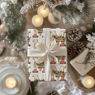 Papier Cadeau Lettre minuscule M Noël