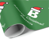 Papier Cadeau Lettre monogramme vert B Papier d'emballage de Noë (Coin rond)