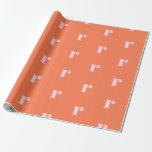 Papier Cadeau LETTRE MONOGRAPHIQUE INITIALE ORANGE CLAIR Rose<br><div class="desc">Joli monogramme moderne avec la lettre de votre choix,  en orange et rose.</div>