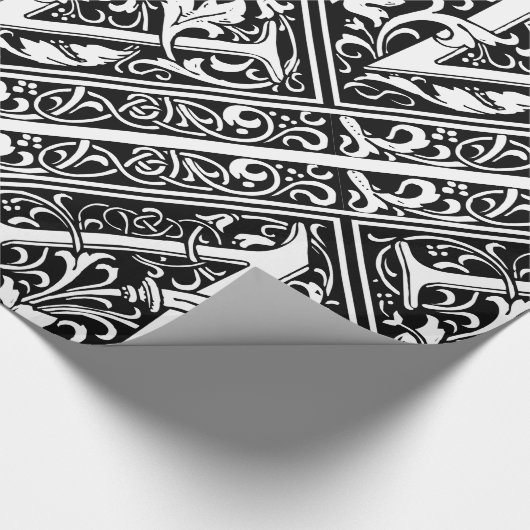 Papier Cadeau Lettre N Monogramme médiéval Art Nouveau (Coin)