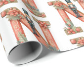 Papier Cadeau LETTRE Nutcracker N Noël (Coin rond)