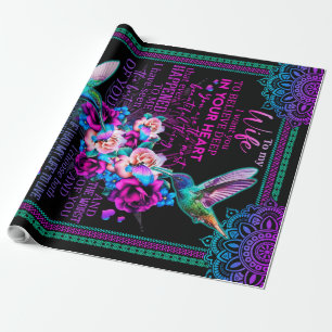 Papier Cadeau Lettre personnalisée à ma femme - Colibri