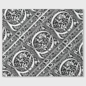 Papier Cadeau Lettre Q Monogramme médiéval Art Nouveau (Plat)