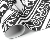 Papier Cadeau Lettre Q Monogramme médiéval Art Nouveau (Coin rond)