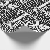 Papier Cadeau Lettre R Monogramme médiéval Art Nouveau (Coin)